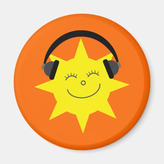 Funky DJ lächelnder sonnenorangeter Magnet (Vorne)