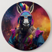 Funky Donkey Blue Glasses Button (Vorderseite)
