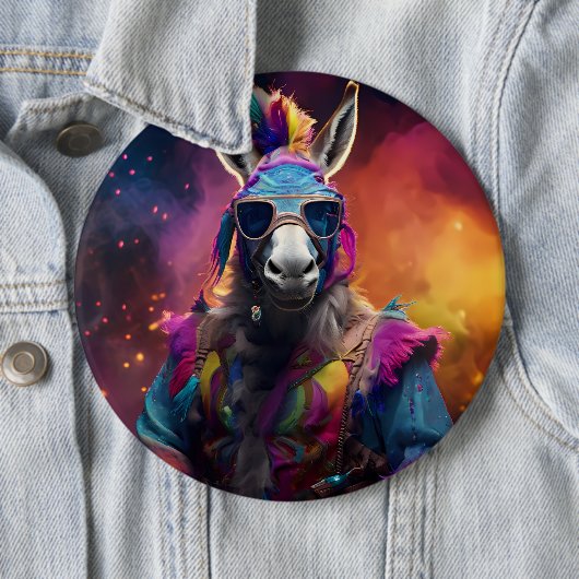 Funky Donkey Blue Glasses Button (Beispiel)