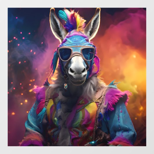 Funky Donkey Blue Glasses Fensteraufkleber (Blatt)