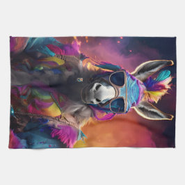 Funky Donkey Blue Glasses Geschirrtuch