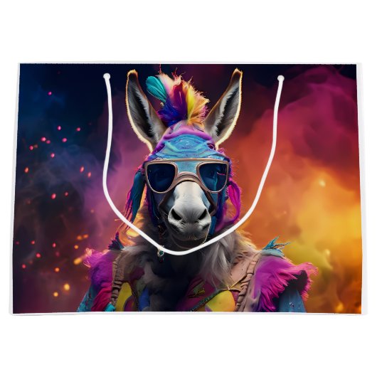 Funky Donkey Blue Glasses Große Geschenktüte (Vorderseite)