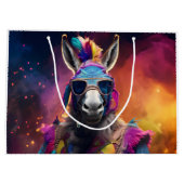 Funky Donkey Blue Glasses Große Geschenktüte (Rückseite)