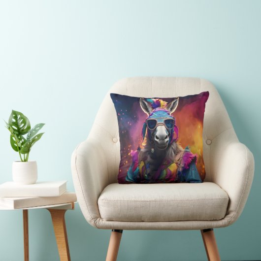 Funky Donkey Blue Glasses Kissen (Stuhl )