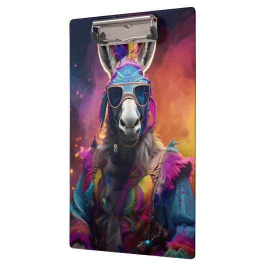 Funky Donkey Blue Glasses Klemmbrett (Links)