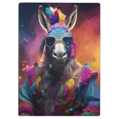 Funky Donkey Blue Glasses Klemmbrett (Rückseite)