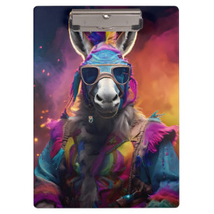 Funky Donkey Blue Glasses Klemmbrett