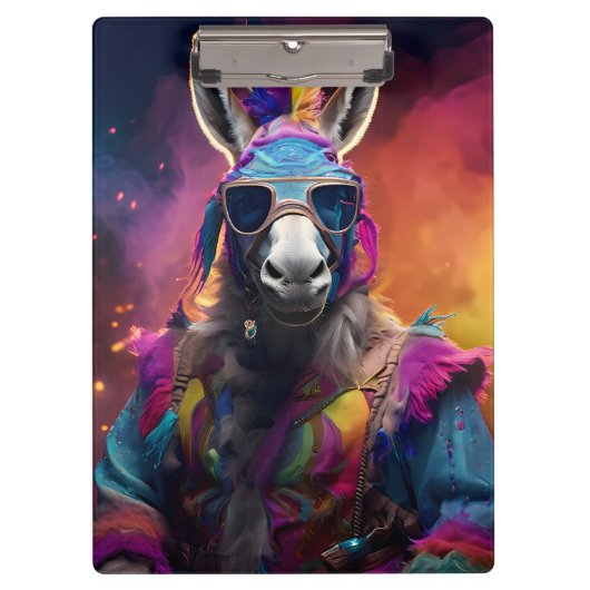 Funky Donkey Blue Glasses Klemmbrett (Vorderseite)