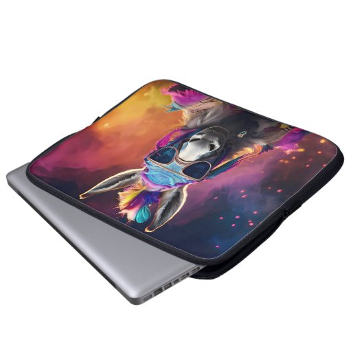 Funky Donkey Blue Glasses Laptopschutzhülle (Vorne Knopf)