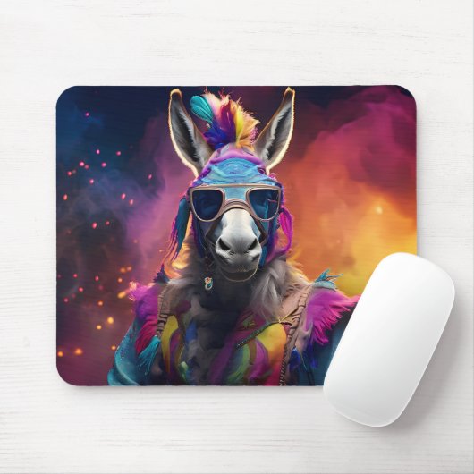 Funky Donkey Blue Glasses Mousepad (Mit Mouse)