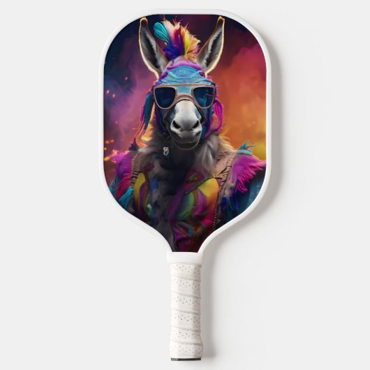 Funky Donkey Blue Glasses Pickleball Schläger (Vorderseite)