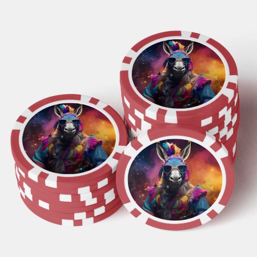 Funky Donkey Blue Glasses Pokerchips (Stapel)