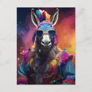 Funky Donkey Blue Glasses Postkarte