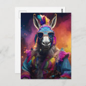 Funky Donkey Blue Glasses Postkarte (Vorne/Hinten)