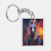 Funky Donkey Blue Glasses Schlüsselanhänger (Vorderseite links)