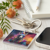 Funky Donkey Blue Glasses Schlüsselanhänger (Vorderseite rechts)