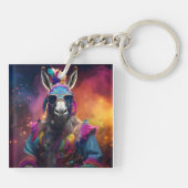 Funky Donkey Blue Glasses Schlüsselanhänger (Rückseite)