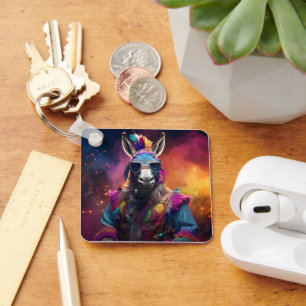 Funky Donkey Blue Glasses Schlüsselanhänger