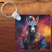 Funky Donkey Blue Glasses Schlüsselanhänger (Vorderseite)