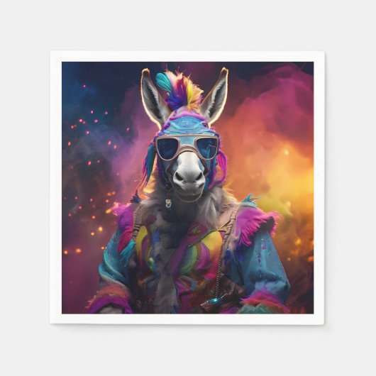 Funky Donkey Blue Glasses Serviette (Vorderseite)