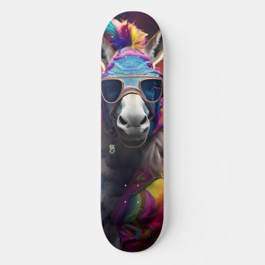 Funky Donkey Blue Glasses Skateboard (Vorderseite)