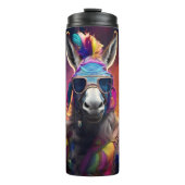 Funky Donkey Blue Glasses Thermosbecher (Vorderseite)