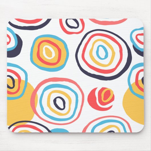 Funky Doodle Circles on White Mousepad (Vorne)