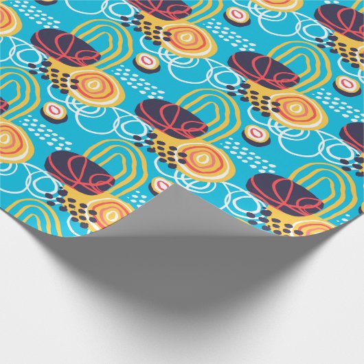 Funky Doodles über Aqua Geschenkpapier (Ecke)