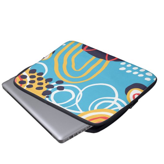 Funky Doodles über Aqua Laptopschutzhülle (Vorne Knopf)