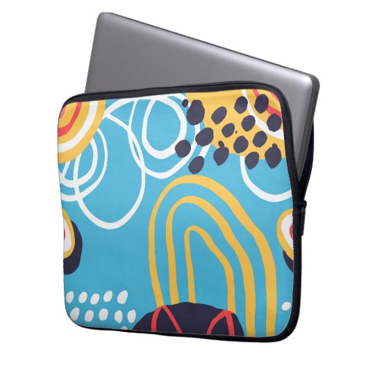 Funky Doodles über Aqua Laptopschutzhülle (Vorderseite Links)