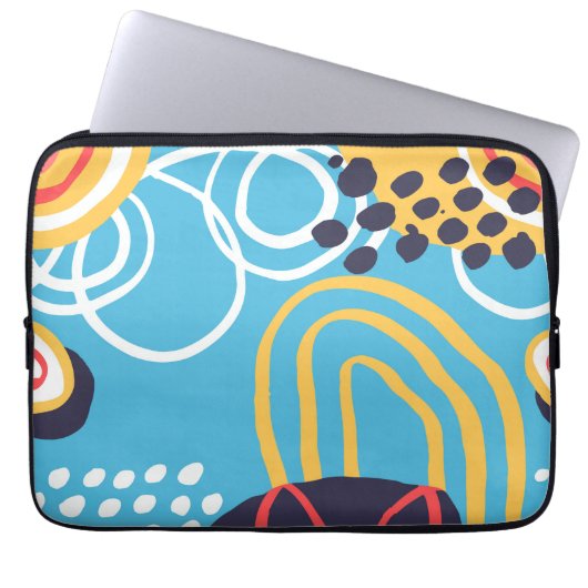 Funky Doodles über Aqua Laptopschutzhülle (Vorderseite)