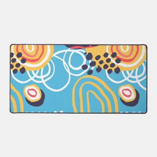 Funky Doodles über Aqua Schreibtischunterlage (Vorderseite)