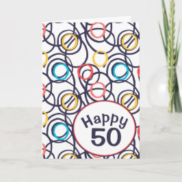 Funky Doodles zum 50. Geburtstag Karte