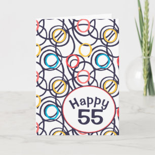 Funky Doodles zum 55. Geburtstag Karte