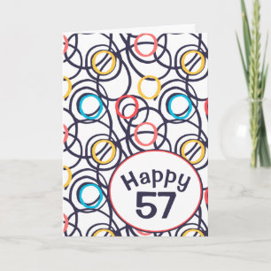 Funky Doodles zum 57. Geburtstag Karte