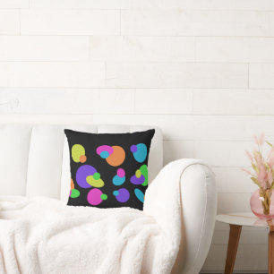 Funky Dot Black Throw Pillow Kissen