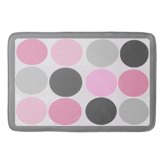 Funky dots / Rosa Kohle Grau Fuzzy Badematte (Vorderseite)