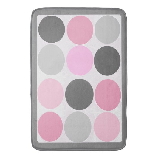 Funky dots / Rosa Kohle Grau Fuzzy Badematte (Vorderseite Vertikal)