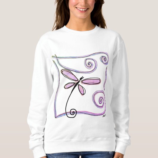 Funky Dragonfly Abstrakt Wearable Art Sweatshirt (Vorderseite)