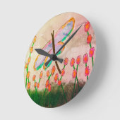 Funky Dragonfly Abstrakte Kunst Runde Wanduhr (Winkel)