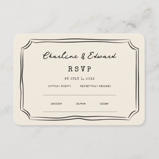 Funky Drawing Wedding Website | RSVP QR Begleitkarte (Vorderseite)