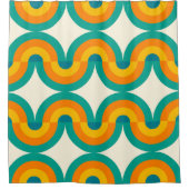 Funky Eclectic Retro Halbkreise Art Muster Duschvorhang (Vorderseite)