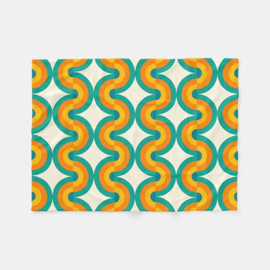 Funky Eclectic Retro Halbkreise Art Muster Fleecedecke (Vorderseite (Horizontal))