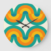 Funky Eclectic Retro Halbkreise Art Muster Große Wanduhr (Vorderseite)