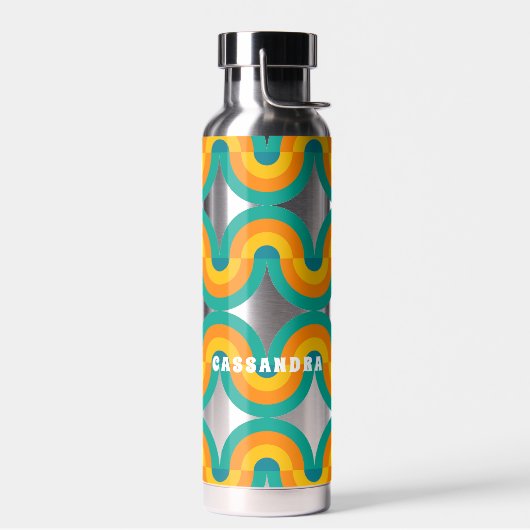 Funky Eclectic Retro Halbkreise Art Muster Trinkflasche (Links)