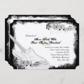 Funky elektrische Gitarren-Schwarz-weiße Einladung (Vorne/Hinten)