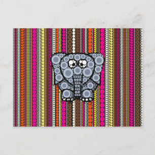 Funky Elephant Circle Mosaik mit Streifen Postkarte