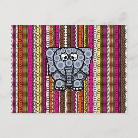 Funky Elephant Circle Mosaik mit Streifen Postkarte (Vorderseite)