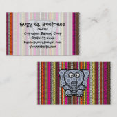 Funky Elephant Circle Mosaik mit Streifen Visitenkarte (Vorne/Hinten)