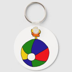 Funky Ente und Beachball Cartoon Schlüsselanhänger